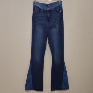 Fashion Nova Blue and Silver Flare Jeans